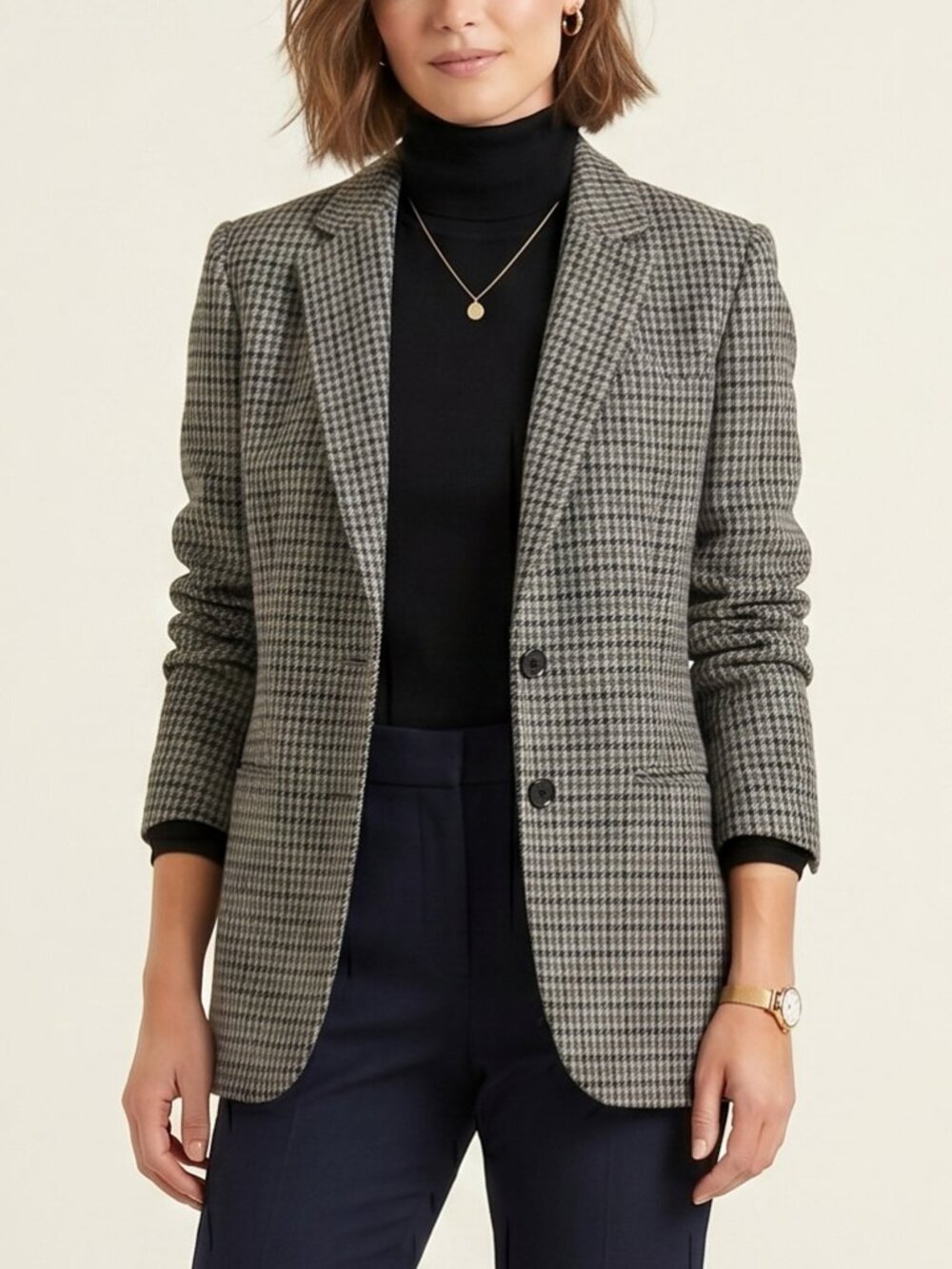 Vintage Lauren Ralph Lauren Wool Houndstooth Blazer Jacket 12P Small USA